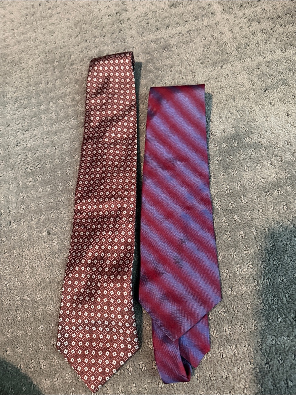 Van Heusen Burgundy and Burgundy-Blue Patterned Men's Ties - Set of 2